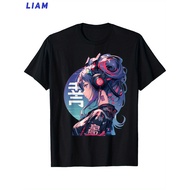 Cyberpunk Aesthetic Anime T-Shirt – Rich Graphic DIY Cotton Tee, Trendy Couple Matching Outfit, 100%