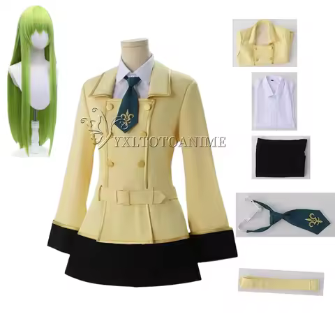 High Quality Halloween Anime Code Geass C.C. Cosplay Volledig Kostuum Pruik C2 Code Geass: Lelouch V
