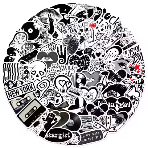 100Pcs Downtown Y2K Girls Style 2 Stickers Waterproof DIY Decals For Guitar Luggage Decor Golden Mem
