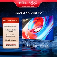 [4K Google TV] TCL 43 Inch V6B - Smart UHD - T-Screen - Dolby Audio - HDR10 - AiPQ Processor - Dynam