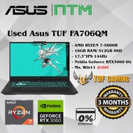 1684 Asus TUF FA706QM Used Gaming Laptop AMD Ryzen 7-5800H 16GB 512GB SSD 17.3" FHD Nvidia RTX3060 6
