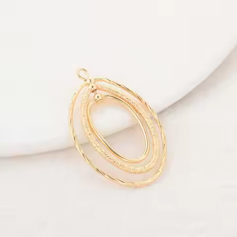 4PCS 23x37MM 14K Gold Color Brass Round Charms Pendants Jewelry Making Supplies Diy Necklace Earring