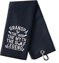DYJYBMY Grandpa The Man The Myth Funny Golf Towel, Embroidered Golf Towels for Golf Bags with Clip, Golf Gifts for Men Woman, Birthday Gifts for Golf Fan, Retirement Gift, Grandpa Golf Towel
