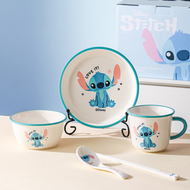 StitcH 史迪奇 奇趣一人食 碗(12.4 x 6.2cm) + 筷子(25cm) + 湯匙(14cm) + 杯子(10 x 8.4cm) + 盤子(18.2 x 3.4cm) 史迪奇