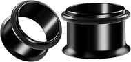 Pair of Black Anodized 9/16 Inch Gauge 14mm Single Flared Flesh Tunnel Plugs Piercing Jewelry Ear St