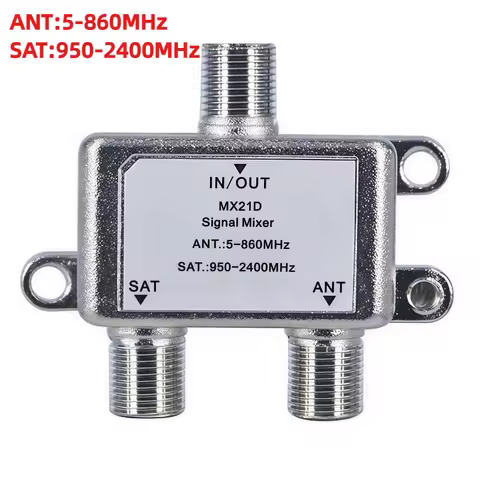 2 in 1 2-Way SAT/ANT Diplexer Cable TV and Satellite TV Mixer/Splitter MX21D