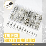 170Pcs / Box SC4-SC25 Battery Copper Cable Lugs Terminals Crimped Soldered Terminal Kit Ring Seal Wi