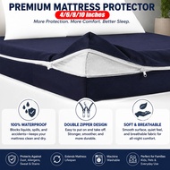 4/6/8/10 inci Sarung Tilam Anti Kencing & Air Zip Penuh Waterproof Mattress Protector With Zipper 防水