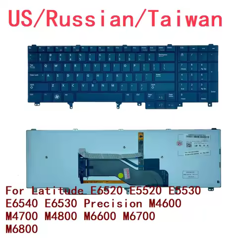 US Russian Taiwan Backlit Keyboard For Dell Latitude E6520 E5520 E5530 E6540 E6530 Precision M4600 M
