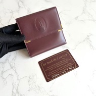 絕版古董包 Cartier酒紅色錢包 皮夾 短夾零錢包 口金包 中古二手