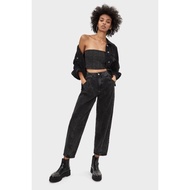 BERSHKA METALLIC BANDEAU TOP BLACK