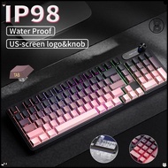 FURYCUBE IP98 98 Keys Wired Membrane Keyboard - PBT Translucent RGB Mute Smart Knob Contour Line Gam