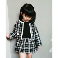 FUKA GIRL SET SETELAN ANAK PEREMPUAN IMPORT BAJU ANAK PEREMPUAN BLAZER RAJUT ANAK LENGAN PANJANG DRE