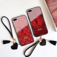 Phone Case With Strap OPPO R19 R17 R15 Pro R11S R11 Plus A3S A5S F1S Fashion Red Cool Bear Pattern Hard Glass Protection Casing