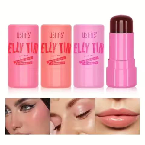 4 Colors Jelly Blush Stick Lip Balm Eyeshadow 3-in-1 Multi-Use Matte Blush Moisturize Brighten Lip G