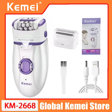 Kemei KM-2668 2-in-1 Women's Shaver Body Shaver for Full Body Shaving Women Hair Remover Electric Bo