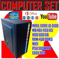 Assembled Computer Work Intel i3-2100 Gen2 -Ram 4GB/DDR3 -HDD500GB-Power Case Beautiful And Cool Rgb
