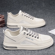 Men Shoes Spring Casual Leather Shoes Men's White Sneakers Breathable All-Match White Shoes Lightwei