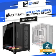 CORSAIR AIR 5400 Series Triple Chamber Mid-Tower PC Case (RS-R ARGB / LX-R iCUE LINK) Black White