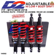 D2 ADJUSTABLE PERODUA MYVI NEW 2018 HI LOW BODY SHIF ABSORBER + SPRING