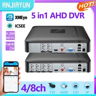 ANJIAYUN H.265 5MP 4CH DVR Digital Video Recorder Home Security Camera System 5M-N 6 in 1 XVI AHD TV