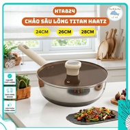 Haatz HTA824 Titanium Deep Pan, High Quality 3-Layer Magnetic Bottom, Anti-Scratch, Safe for Health 