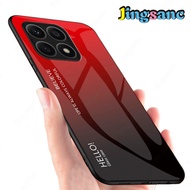 Jingsanc Ốp Vỏ Điện Thoại Màu Gradient 9H Kính Cường Lực Cho Honor X8A Viền Nhựa TPU Mềm Ốp Bảo Vệ H