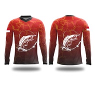 Kaos Baju jersey jersy mancing mania fishing Lengan Panjang merah