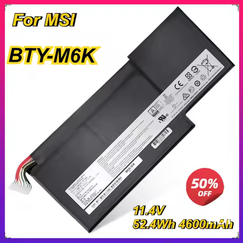 BTY-M6K Laptop Battery for MSI MS-16K3 GF63 GF65 MS-17B4 Thin 8RD GF75 8RD-031TH 8RC Thin 3RD 8RC 9S