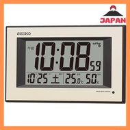 [Direct from Japan][Brand New]Seiko Clock Seiko Clock Clock Wall Clock Automatic Lighting Radio Wave Digital Calendar Temperature Humidity Display Visible at Night Light Gold Pearl SQ438G