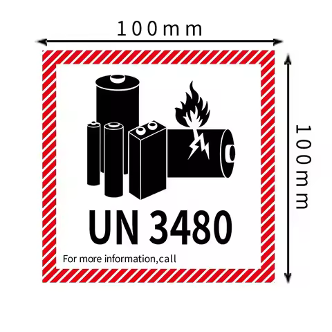 100pcs Battery Fire Labels UN3480 UN3481 UN3490 UN3491 Transport Lithium Battery Label with Adhesive
