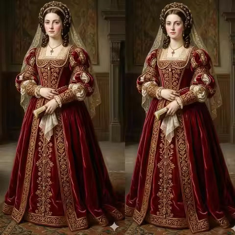 Red Velvet 16th Century Tudor Renaissance Queen Costume Dress Medieval Royal Court Princess Queen Is
