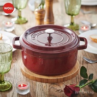 WOLLEnamel Pot Cherry Red Cast Iron Pot Soup Stew Household Induction Cooker Soup Stew Pot24cm