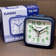 [Original] Casio Clock TQ-141-2D Traveler Small Size Blue White Analog Beeper Sound Alarm Table Clock TQ-141-2 TQ-141