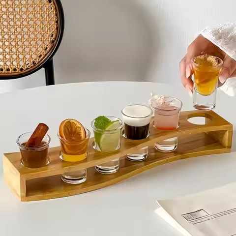 Shot Glasses 6pcs Shot Glass Set 1oz/30ml Shot Glass Holder Heavy Base for Whisky Tequila 6 Shot Gla