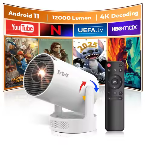 XGODY 4K 1080P LED Projector 12000 Lumen With Speaker Base Short Throw WiFi 6 Bluetooth 5.0 Portable