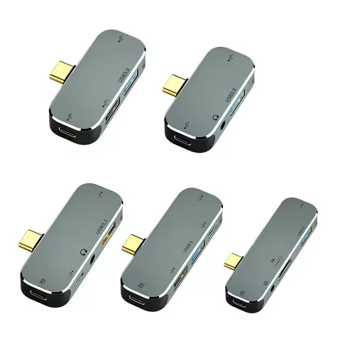 6 in 1 USB Hub Type C to 3.5mm Jack USB3.0 USB3.1 HDMI-compatible Adapter PD Fast Charging USB-C Doc
