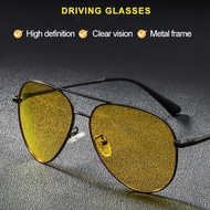 Night Driving Glasses Clear Vision Yellow Lenses Fashion Aviator Sunshades Metal Frame Night Driving