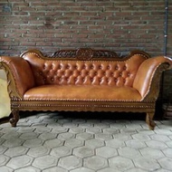 Sofa Klasik Elegan Jepara Ukiran Jepara Warna Coklat Poliester