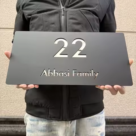 Personalized Laser Cutting Custom Acrylic Sign 3D Floating Nordic Door Sign Modern House Outdoor Str