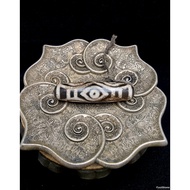 MATA Dzi Yellow Tooth Dragon Eyes 6 Eyes Blessed Tibetan Instinct Stone 48mm E2577A