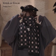[Dream Yuan Universe Halloween Skull Diamond Net] Scarf Knitted Wool Accessories Black Purple Color 