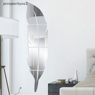 [prosperityus2] DIY Feather Plume 3D Mirror Wall Sticker Living Room Art Home Decor Vinyl Decal [sg]