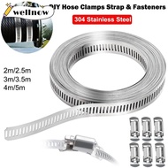 WELLNMY Hose Clamp Strap, 304 Stainless Steel Large Hose Clamps,  Adjustable Pipe Ducting Hose Clamp