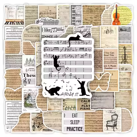 Vintage Sheet Music Elements Stickers Toys DIY Decal for Scrapbook Laptop Phone Decorative Luggage B