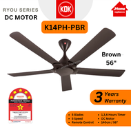 KDK K14PH RYOU DC MOTOR 5 BLADE CEILING FAN WITH REMOTE CONTROL K14PH-PBR / K14PH-EY / K14PH-WA / K9