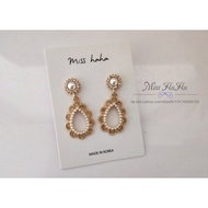 ** Miss Ha * E452 Korea.retro Palace Lace Diamond Water Drop Pearl Earrings.201130