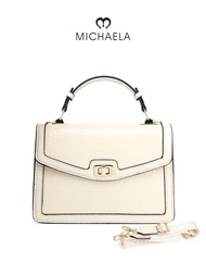 MICHAELA Glossy Crocodile Crossbody Bag Twist Lock Luxury Elegant Roomy Top Handle Bag HB5506016 LX