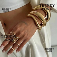TRENDYZONE Bracelet, Metal Wide Cuff Design Wide Cuff Bracelet, Fashion Open Spring Closure Chunky S
