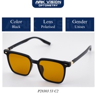 P28303 53 C2 Black Frame & Yellow Polarized Sunglasses (Unisex)